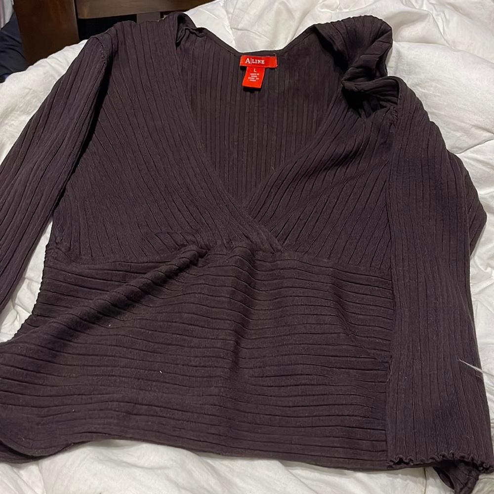 Chocolate soft faux wrap sweater